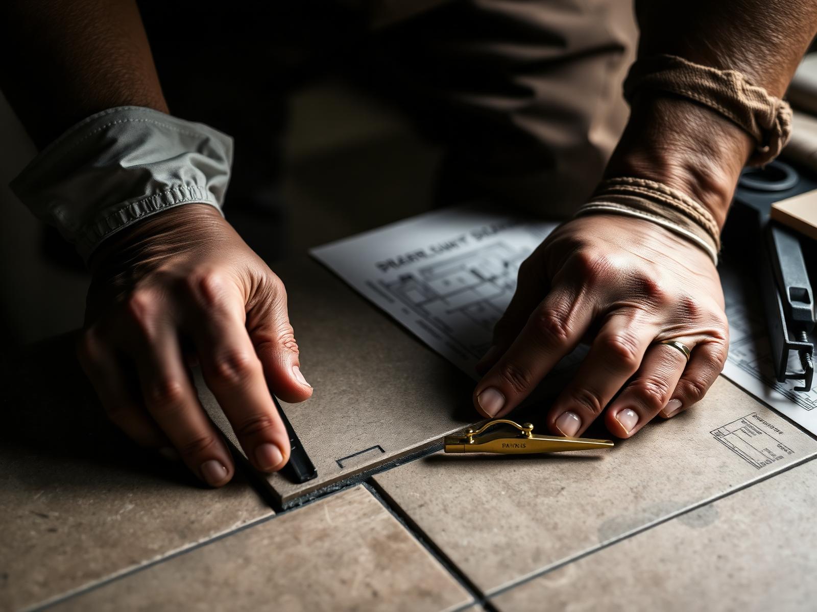 Craftsman laying premium stone tile
