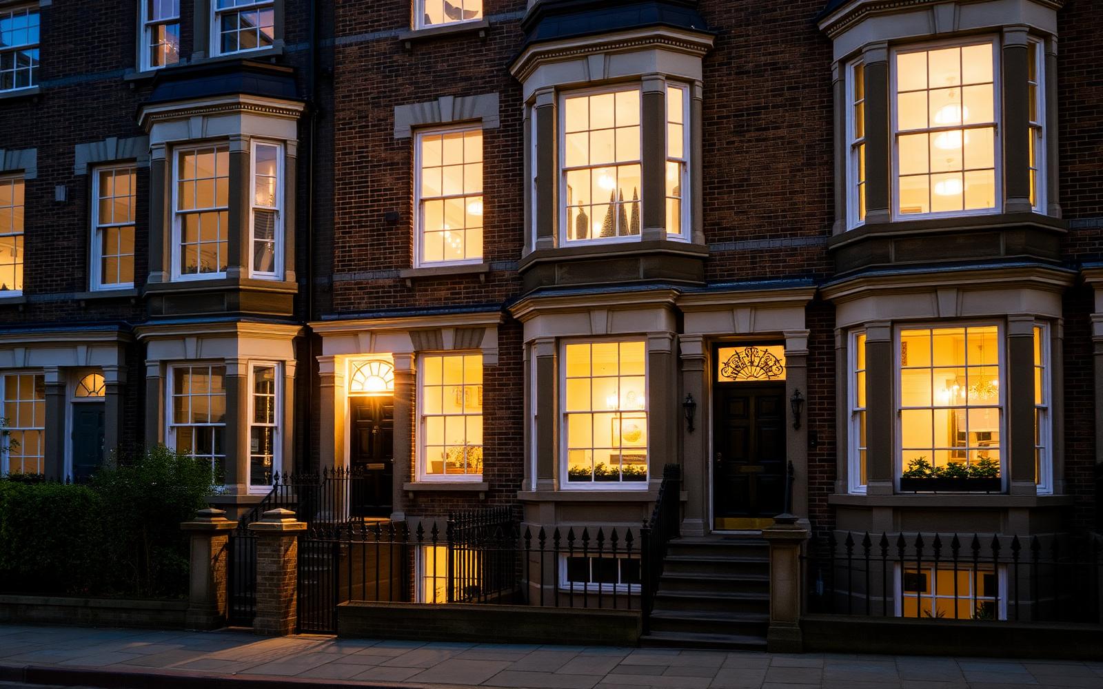 London Victorian terrace at dusk